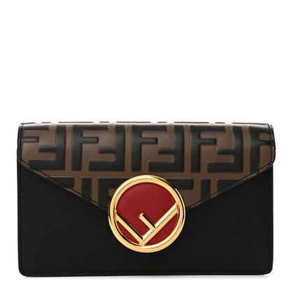 Fendi Vitello Liberty F is Fendi Bi-Color FF 1974 Embossed Envelope Belt Bag Maya Black 1 of 12