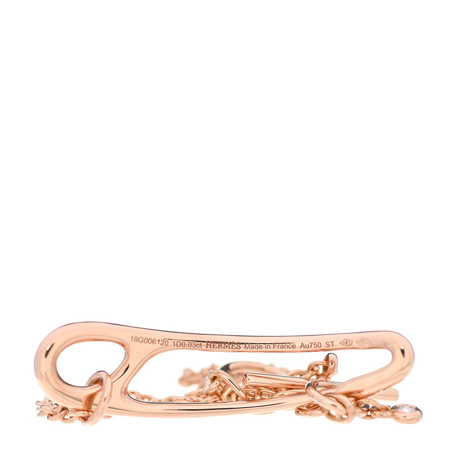Hermes 18K Rose Gold Diamond MM Chaine d'Ancre Punk Bracelet ST 3 of 4
