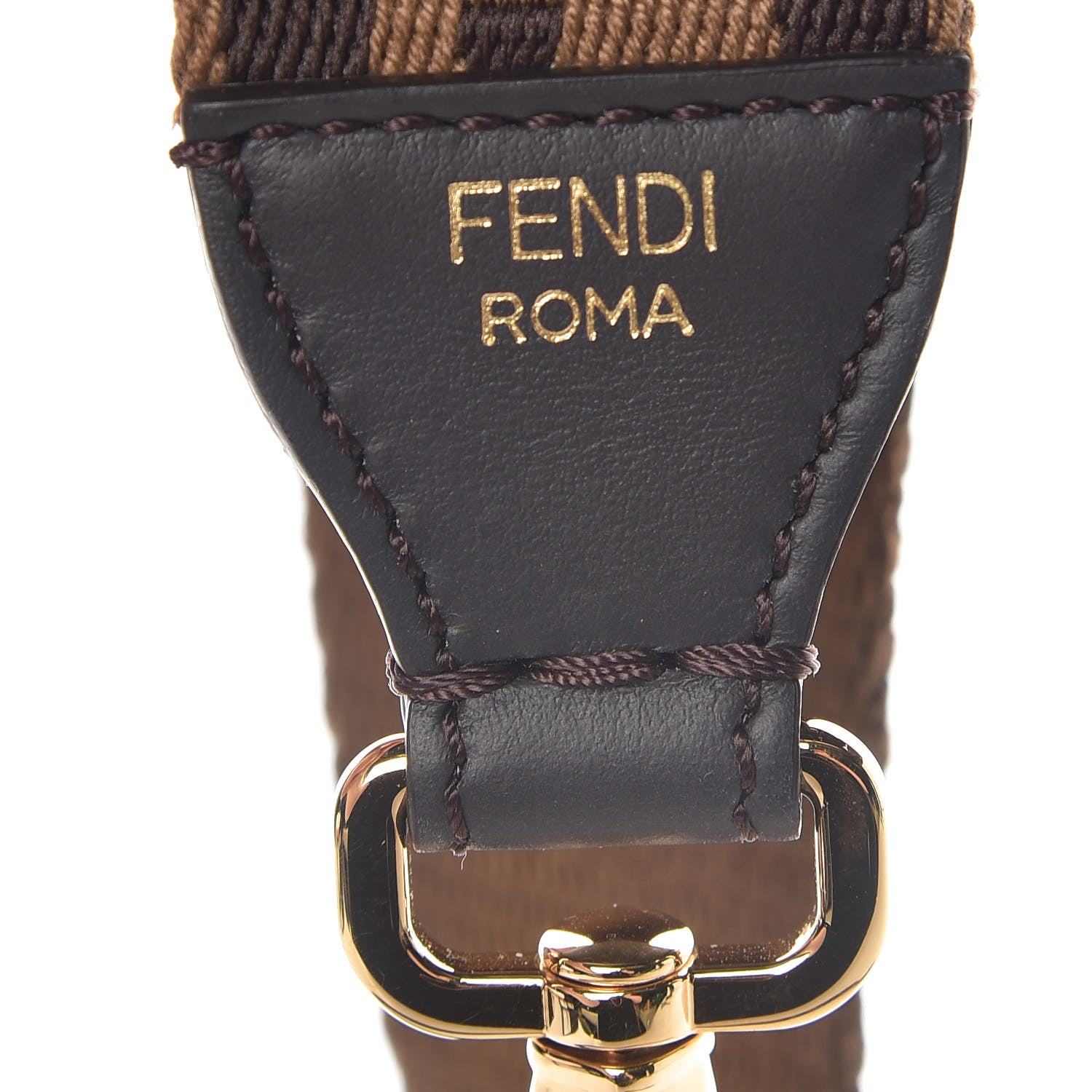 Fendi Ribbon Vitello Century FF 1974 Studded Strap You Fango Marrone Ebano 4 of 7
