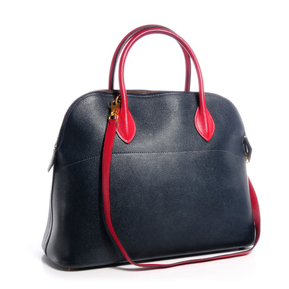 Hermes Courchevel Bi Color Bolide 35 Indigo Rouge Vif 3 of 8