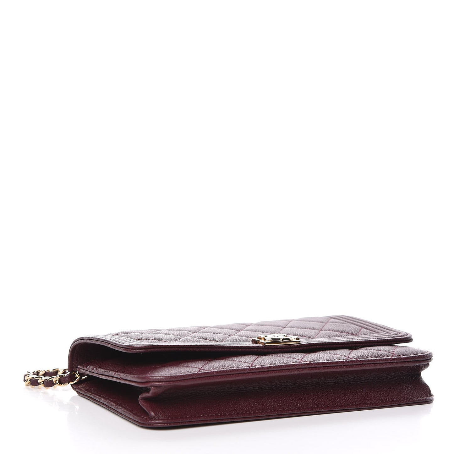 Caviar Quilted Boy Wallet On Chain WOC Dark Purple