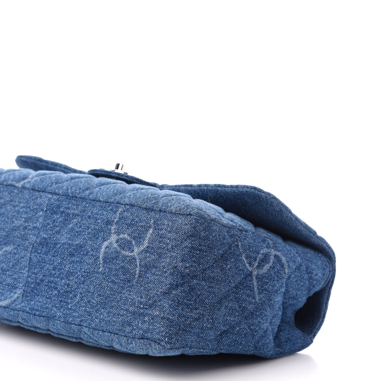 Chanel Denim Quilted CC Print Jumbo Single Flap Blue 9 of 11