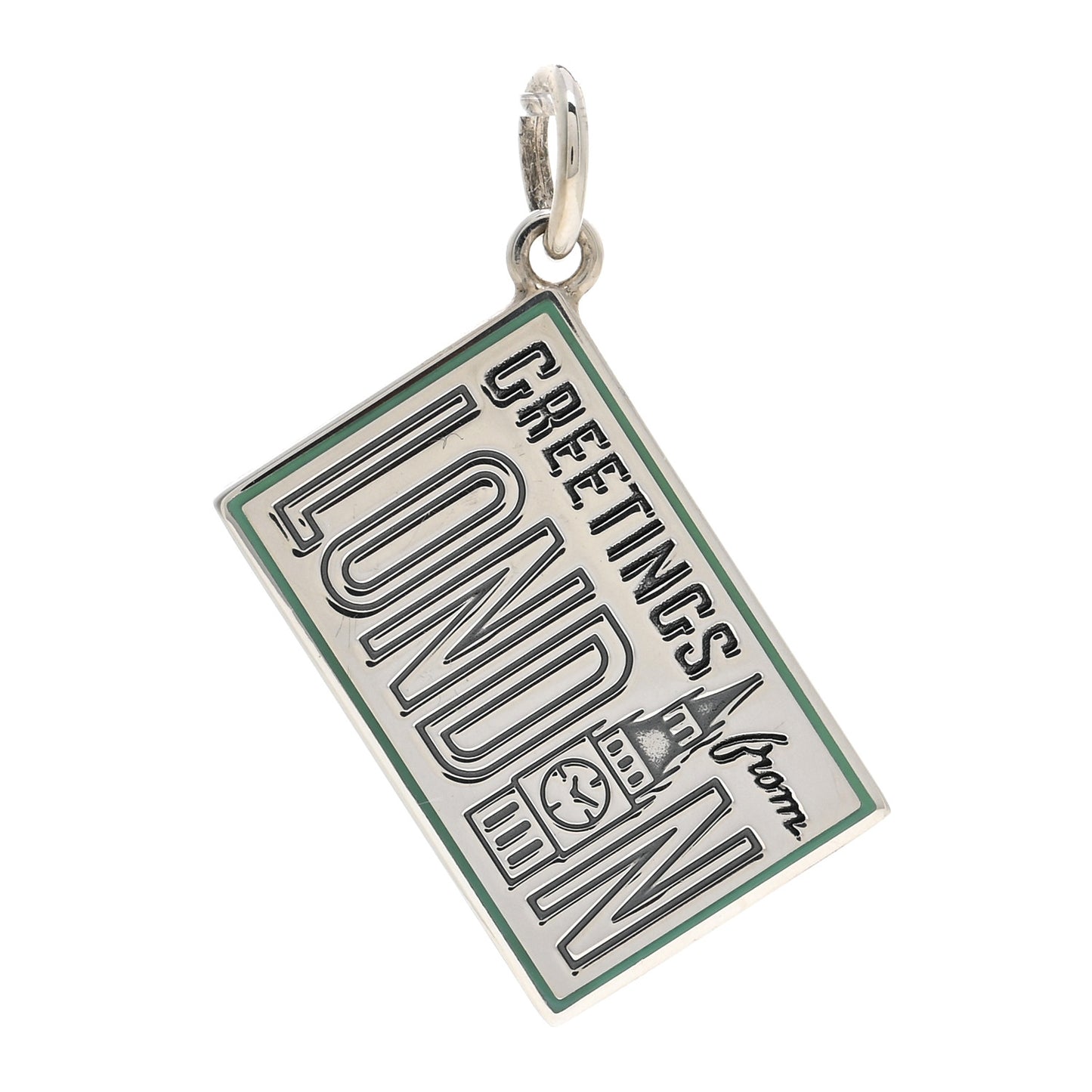 Sterling Silver Enamel London Postcard Charm Blue