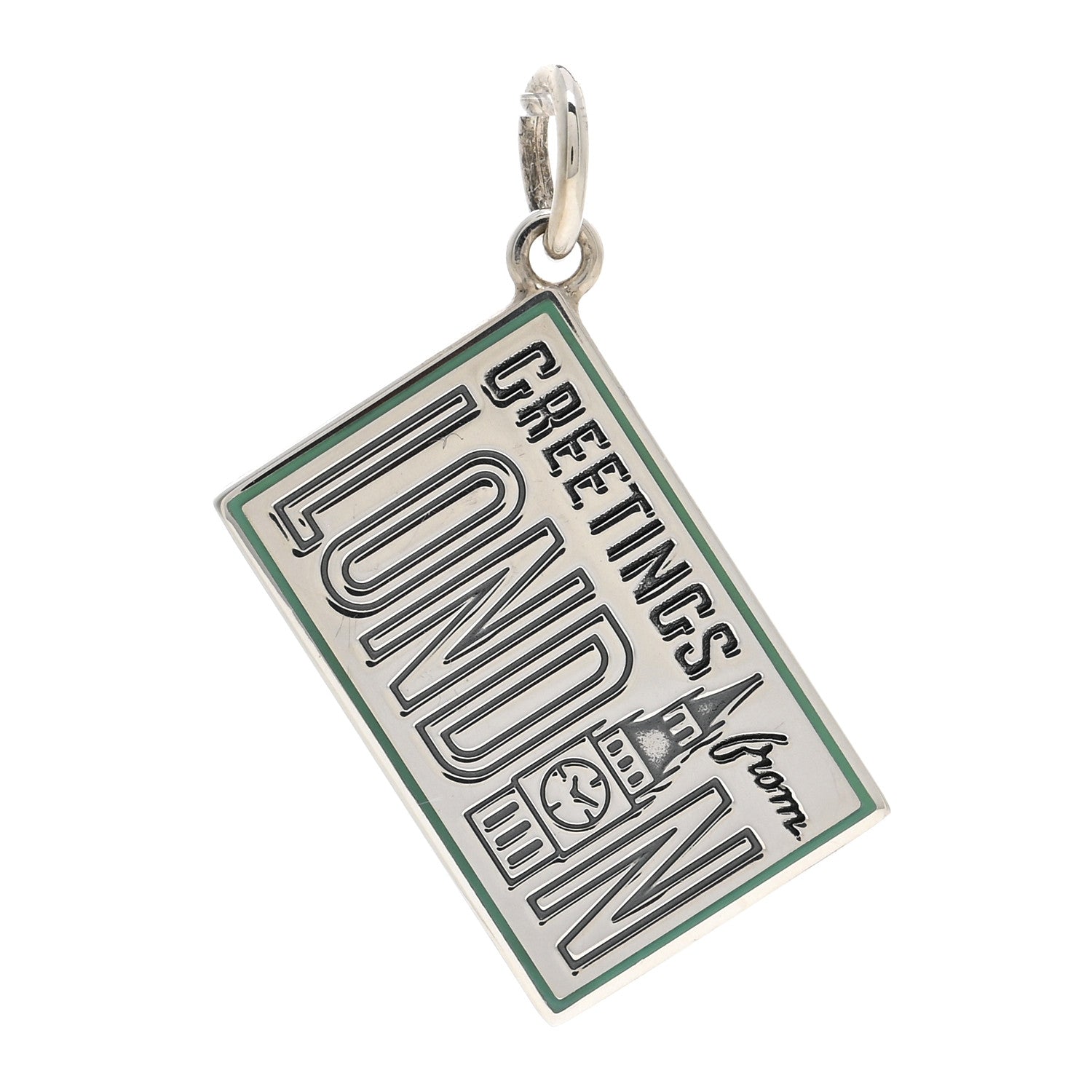Tiffany Sterling Silver Enamel London Postcard Charm Blue 1 of 3