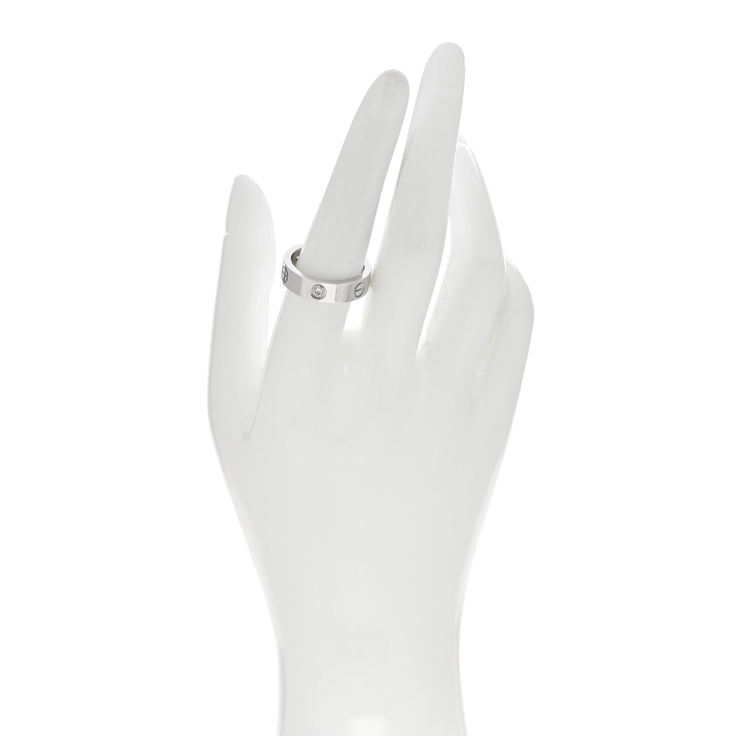 18K White Gold 3 Diamond 5.5mm LOVE Ring 57 8