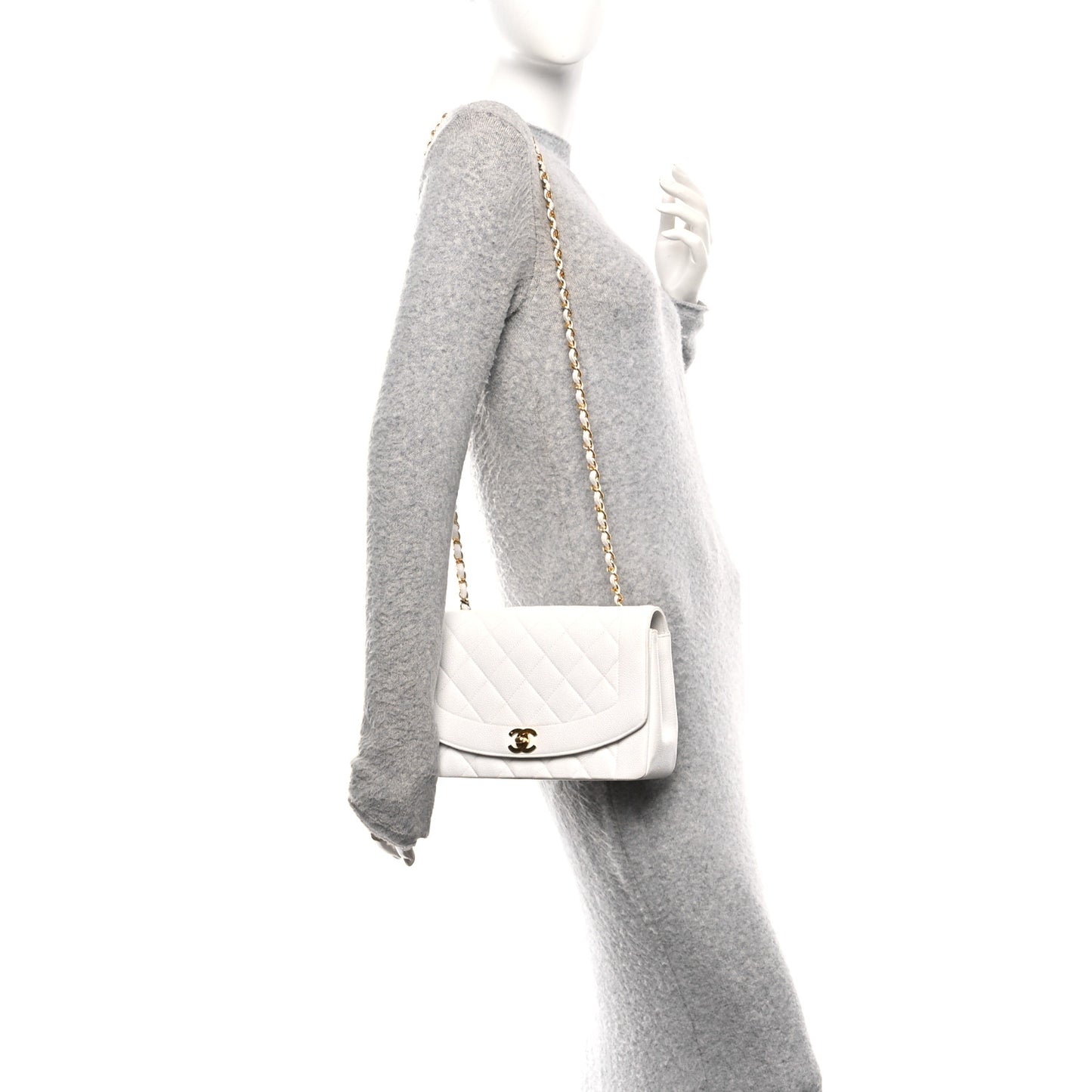Caviar Quilted Medium Single Flap White