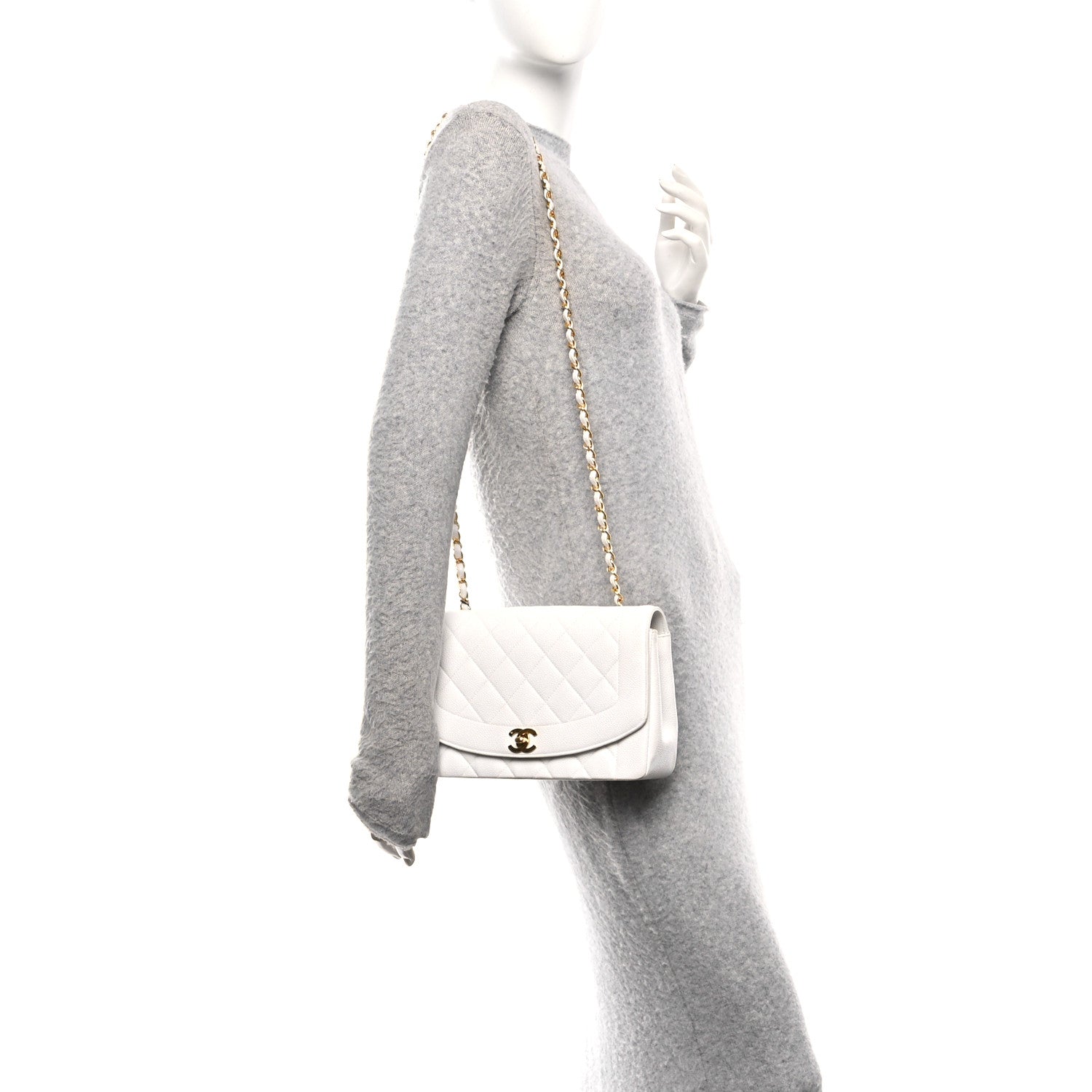Chanel Caviar Quilted Medium Single Flap White 2 of 10