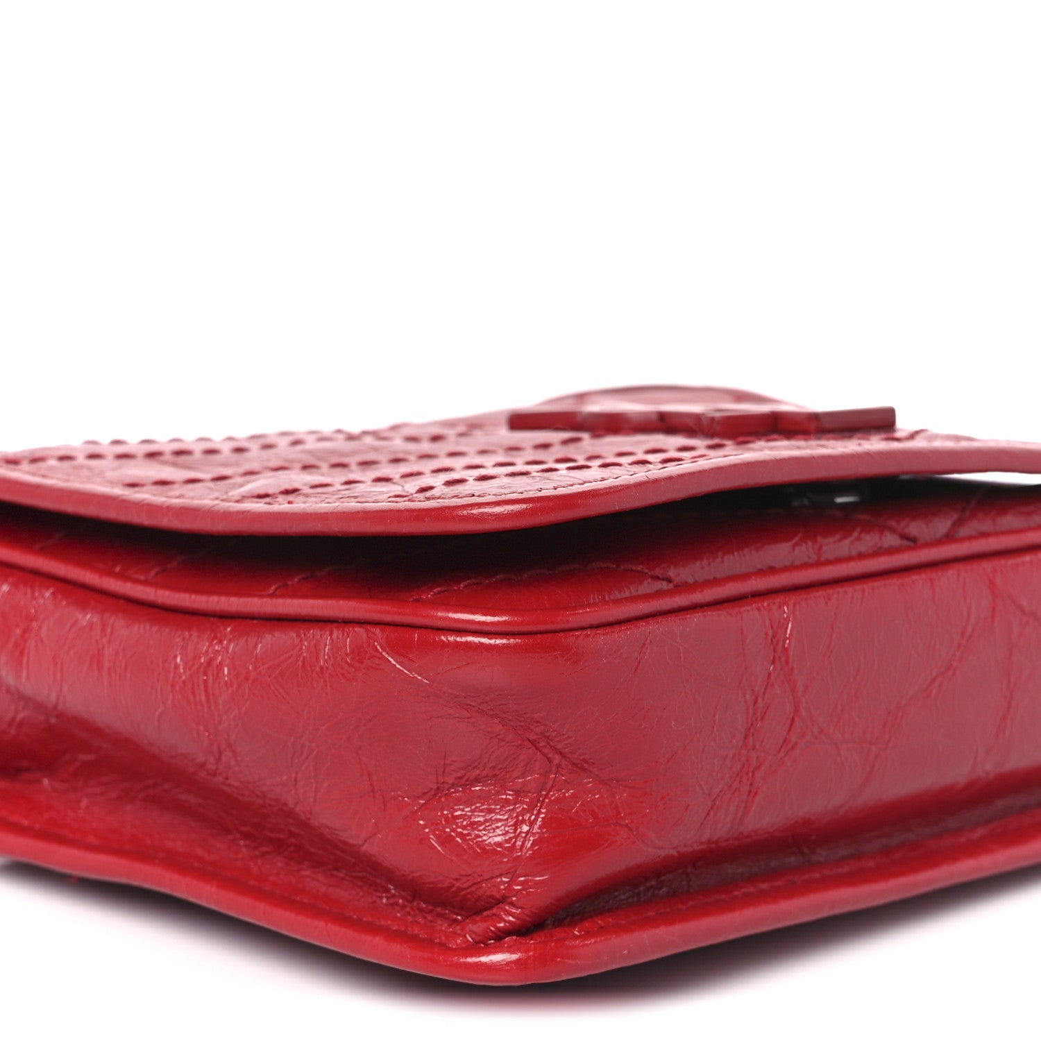 Saint Laurent Crinkled Calfskin Matelasse Monogram Niki Chain Wallet Rouge Eros 9 of 10