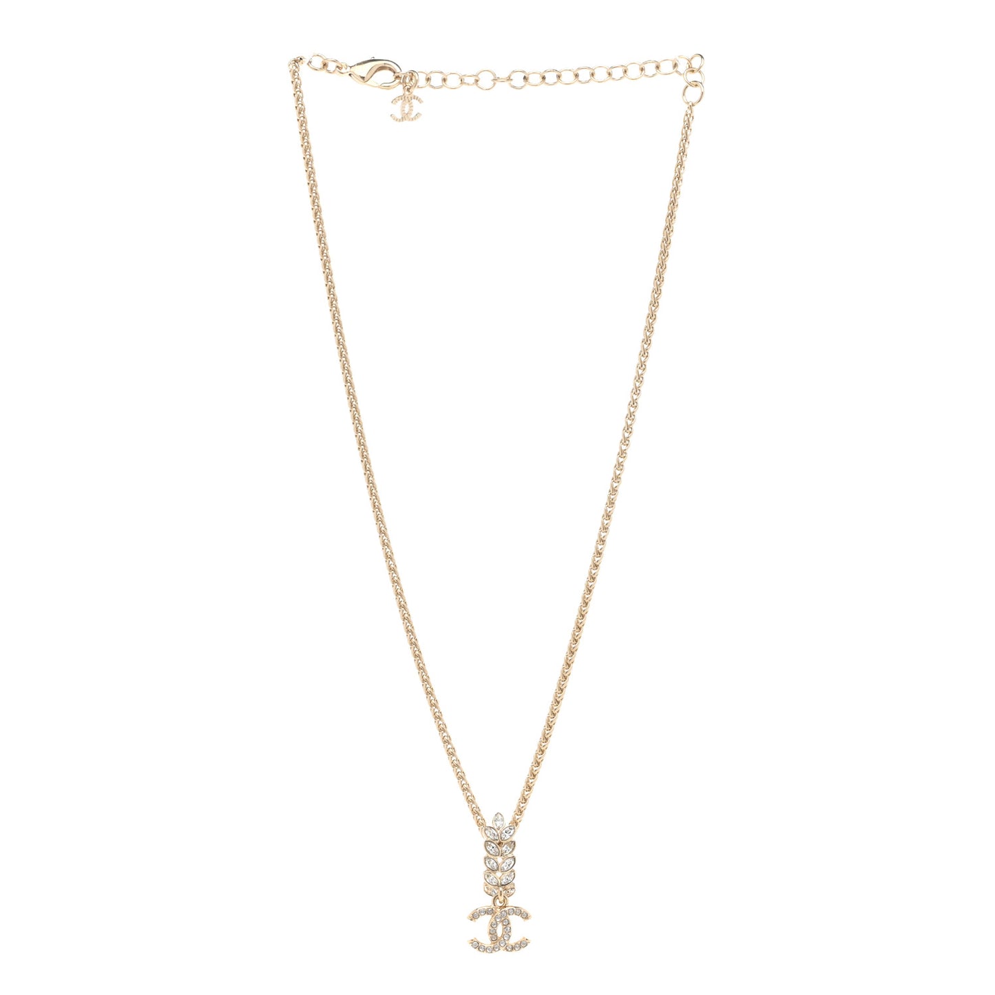 Crystal CC Pendant Necklace Gold