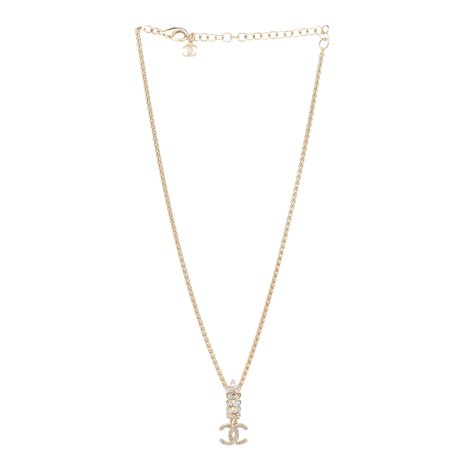 Chanel Crystal CC Pendant Necklace Gold 3 of 6