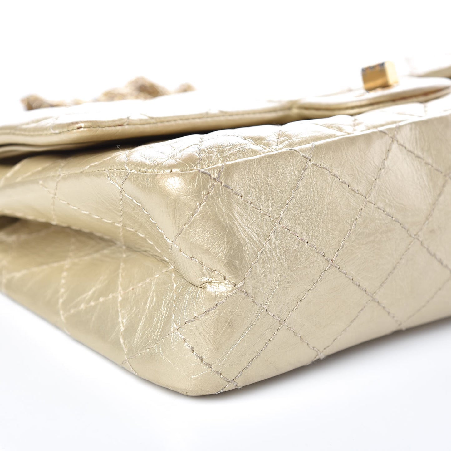 Metallic Aged Calfskin Quilted 2.55 Reissue 225 Flap Gold