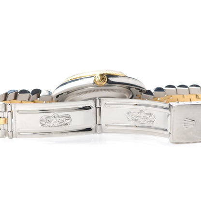 Rolex Stainless Steel 18K Yellow Gold Diamond 36mm Oyster Perpetual Datejust Watch Blue 16233 4 of 5