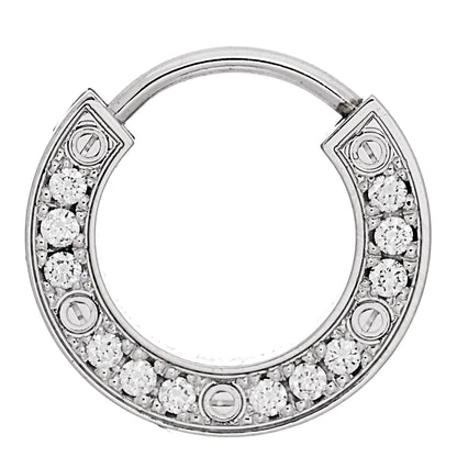 Cartier 18K White Gold Diamond Pave Single LOVE Hoop Earring 1 of 6