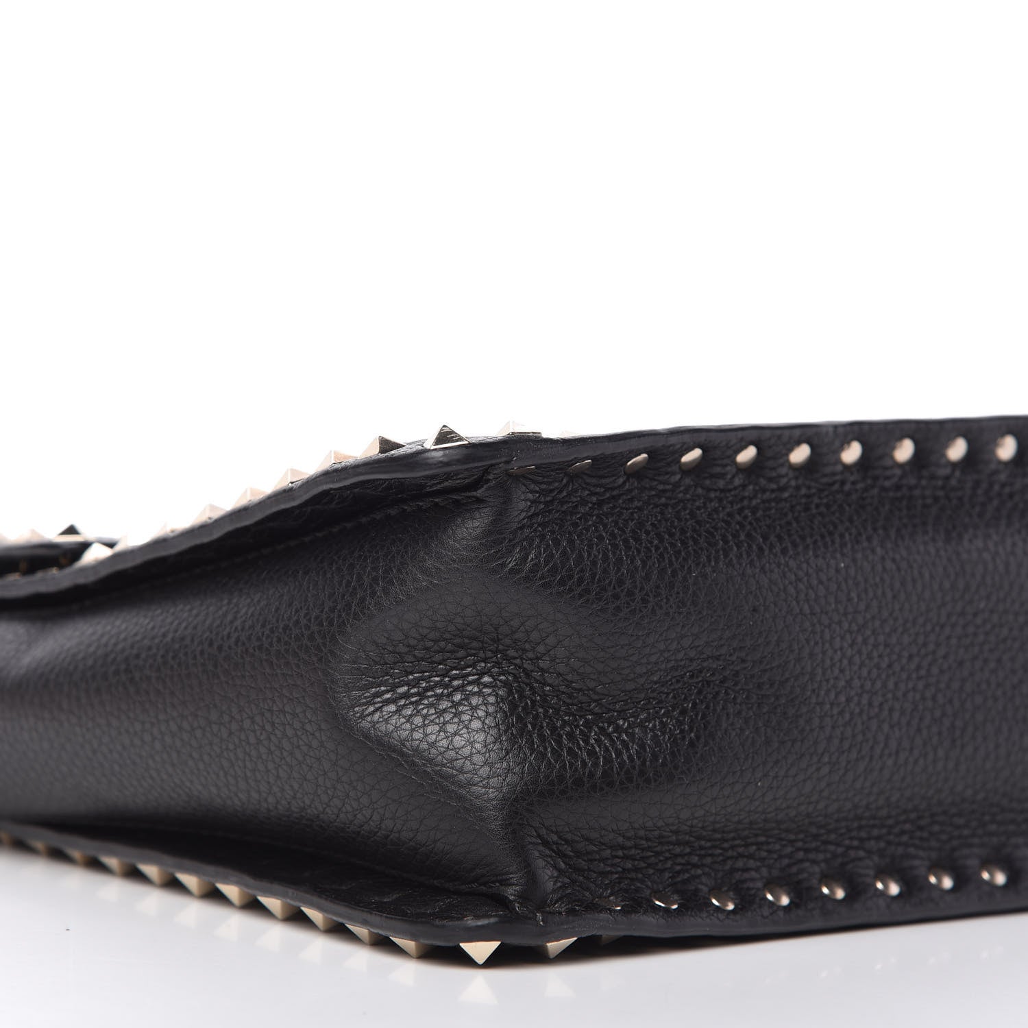 Valentino Garavani Grained Calfskin Rockstud Top Handle Flap Shoulder Bag Black 6 of 9