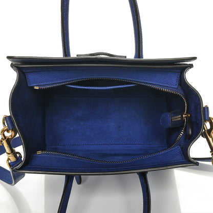 Celine Drummed Calfskin Nano Luggage Indigo 5 of 6
