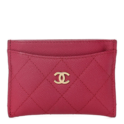 Chanel Caviar Quilted Card Holder Dark Pink 1 of 9