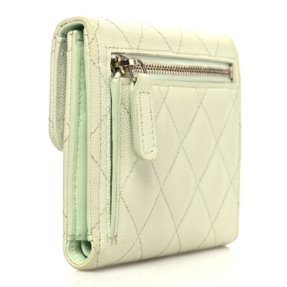 Chanel Caviar Quilted Compact Flap Wallet Light Green 3 of 12