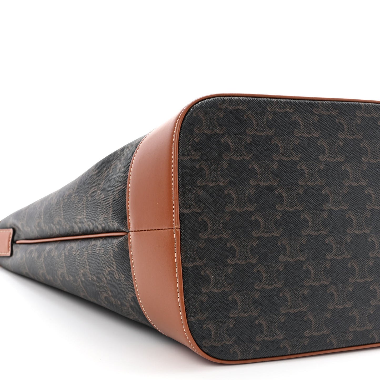 Triomphe Canvas Calfskin Small Bucket Bag Tan