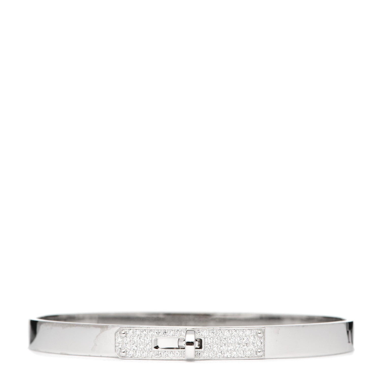 Hermes 18K White Gold Diamond PM Kelly Pave Bracelet SH 1 of 6