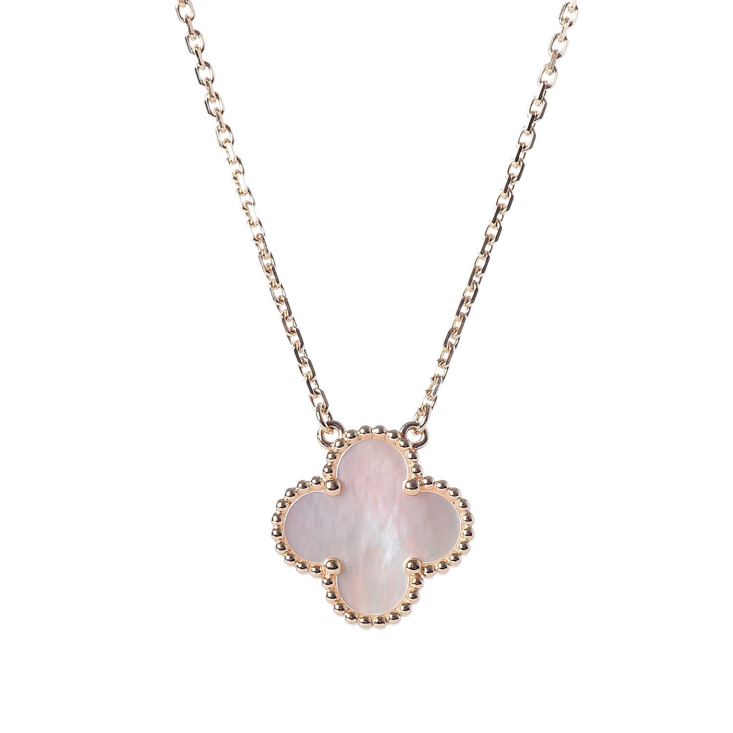 18K Yellow Gold Mother of Pearl Vintage Alhambra Pendant Necklace