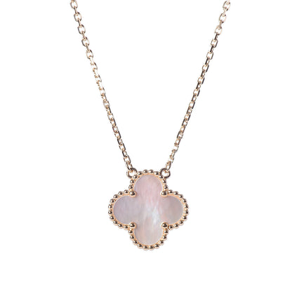 Van Cleef & Arpels 18K Yellow Gold Mother of Pearl Vintage Alhambra Pendant Necklace 4 of 8