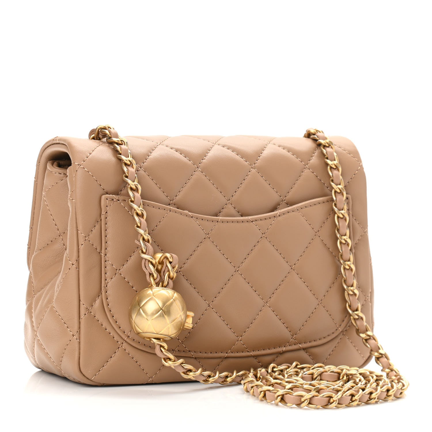 Chanel Lambskin Quilted Mini Pearl Crush Flap Dark Beige 3 of 11