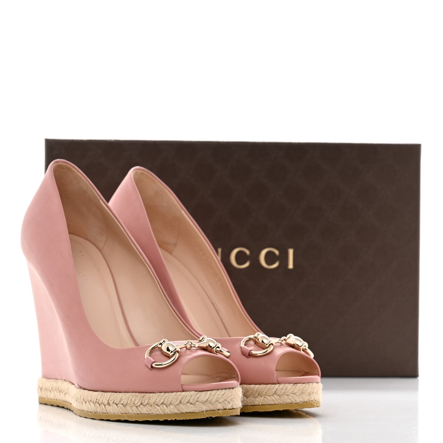 Gucci Miro Soft Calfskin Horsebit Wedges 36.5 Soft Pink 9 of 9