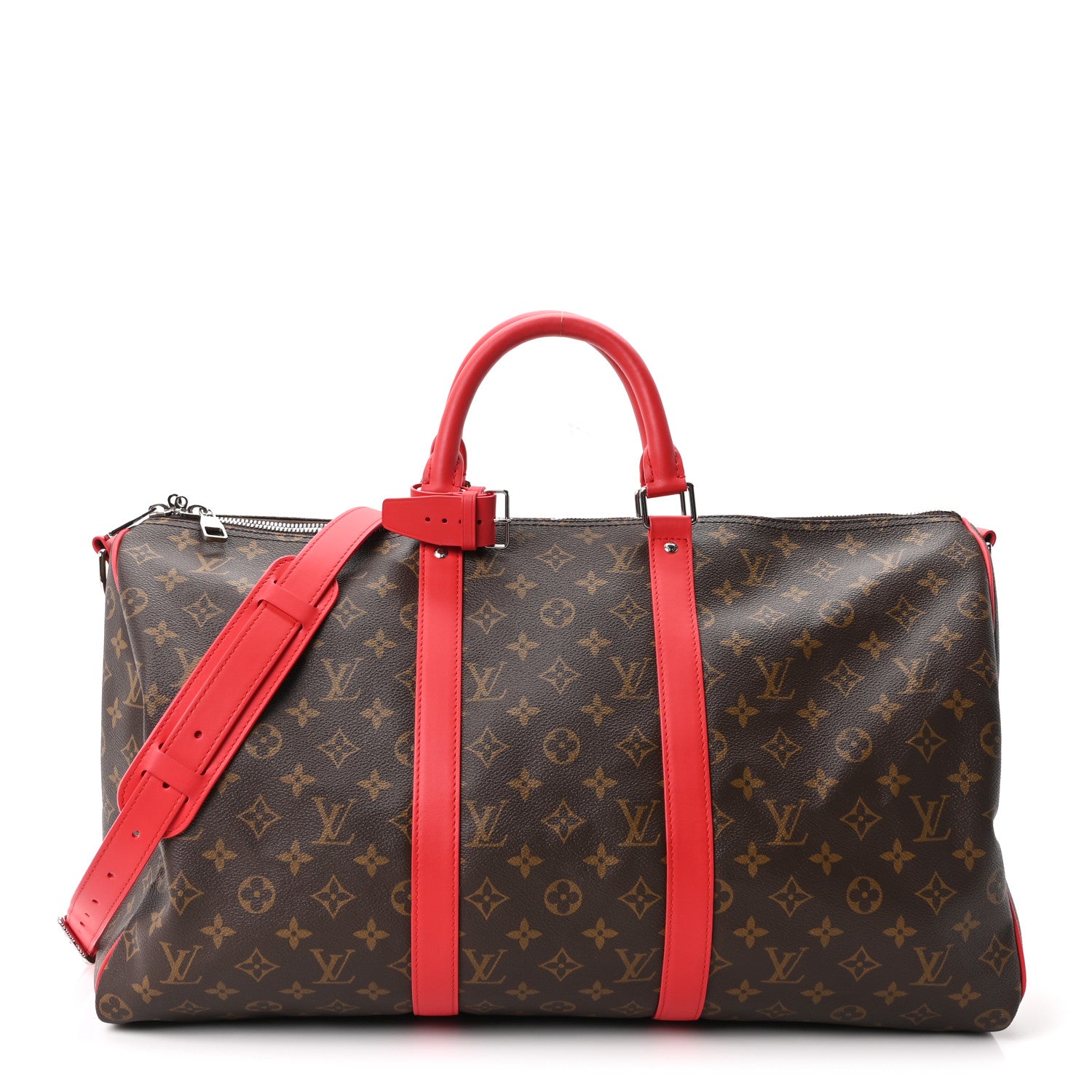 Louis Vuitton Calfskin Monogram Keepall Bandouliere 50 Coquelicot 1 of 8