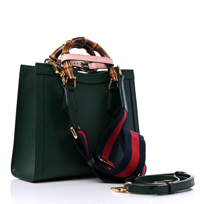 Gucci Textured Dollar Calfskin Web Small Diana Tote Bag Green 3 of 8