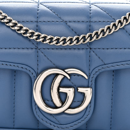 Gucci Calfskin Matelasse Aria Super Mini GG Marmont Shoulder Bag Clear Blue 8 of 10