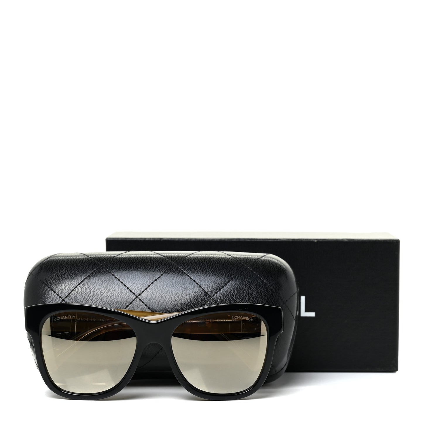 Acetate Mirrored Runway Square Sunglasses 5380 Black Gold