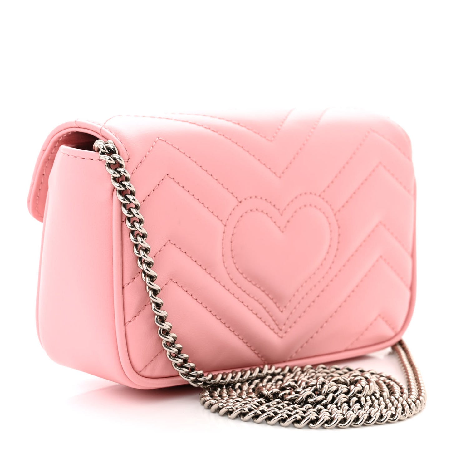 Calfskin Matelasse Super Mini GG Marmont Shoulder Bag Wild Rose