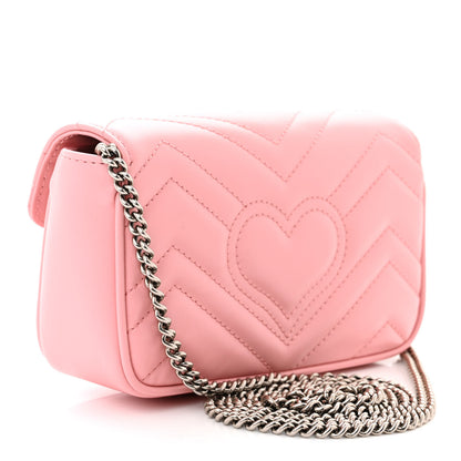 Gucci Calfskin Matelasse Super Mini GG Marmont Shoulder Bag Wild Rose 3 of 11