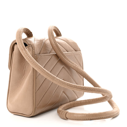 Chanel Lambskin Chevron Quilted Small Single Flap Beige 3 of 12