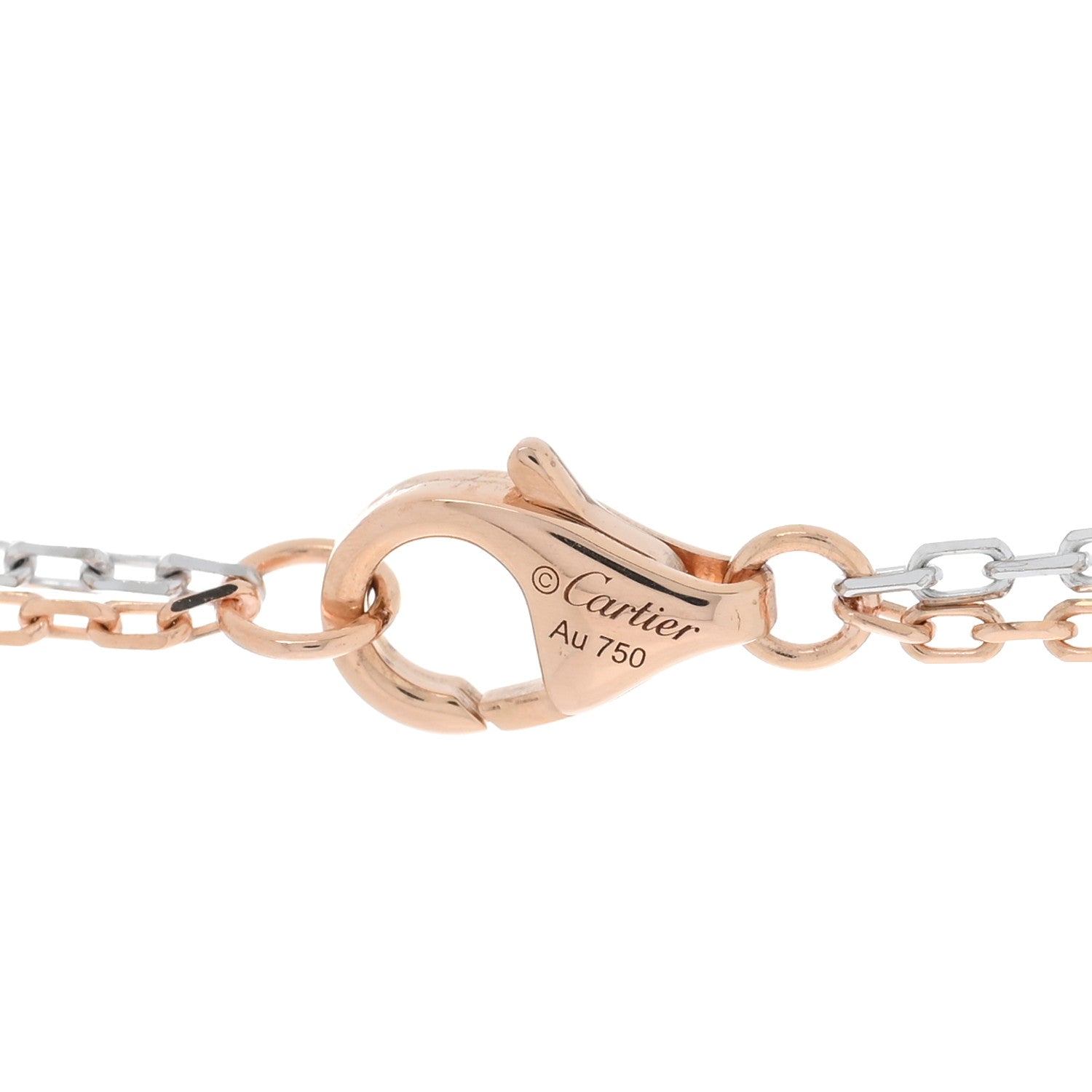 Cartier 18K White Pink Gold Diamond Three Ring LOVE Pendant Necklace 4 of 5