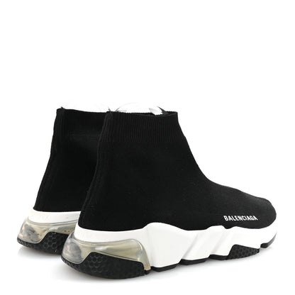Balenciaga Neoprene Knit Womens Speed Clear Sole Sneakers 38 Black White 5 of 9