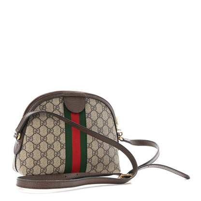 Gucci GG Supreme Monogram Textured Dollar Calfskin Web Small Ophidia Dome Shoulder Bag Beige Ebony New Acero 3 of 9