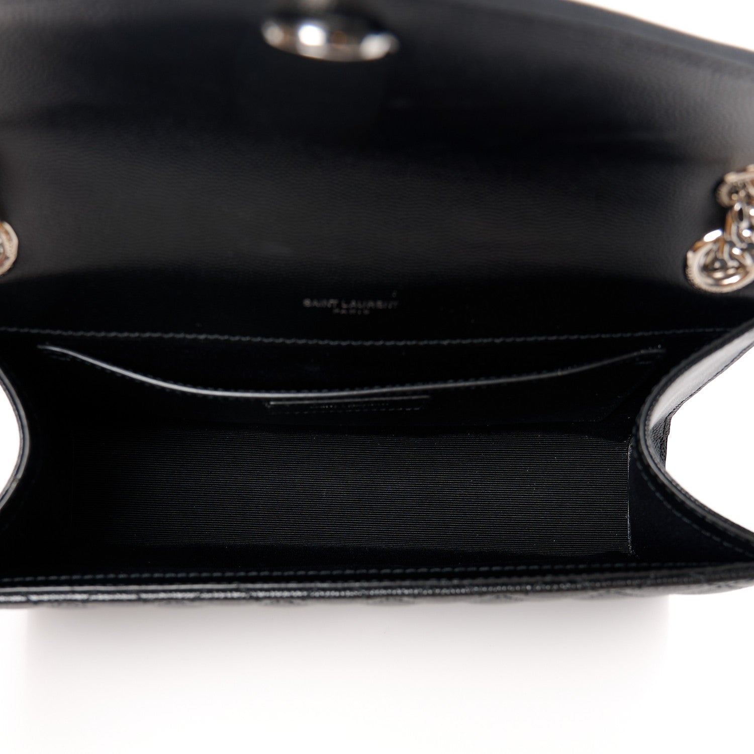 Saint Laurent Grain De Poudre Textured Mixed Matelasse Triquilt Medium Monogram Satchel Black 5 of 12