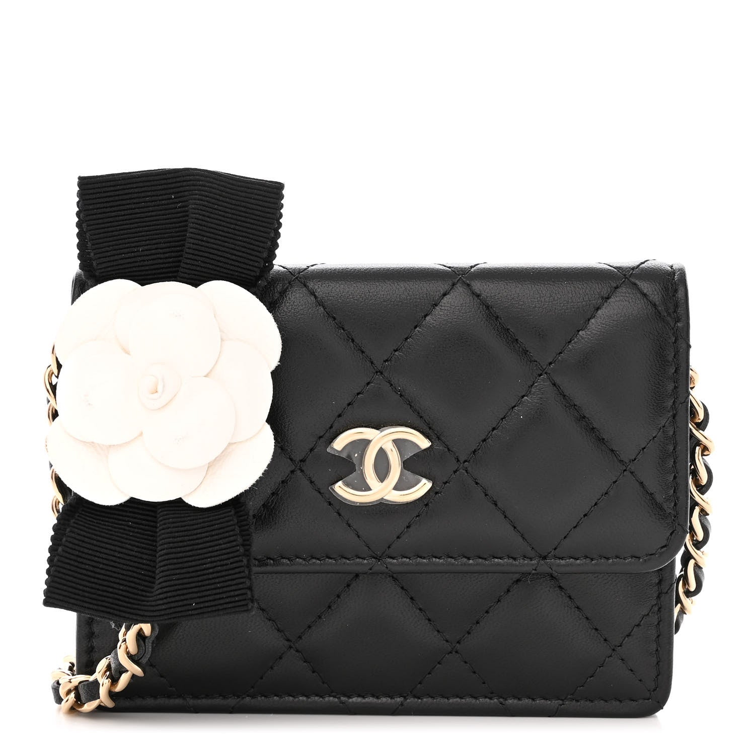 Chanel Lambskin Quilted My Chanel Lady Card Holder On Chain Black 1 of 11