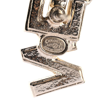 Chanel Crystal Cha-Nel Logo Earrings Gold 4 of 5