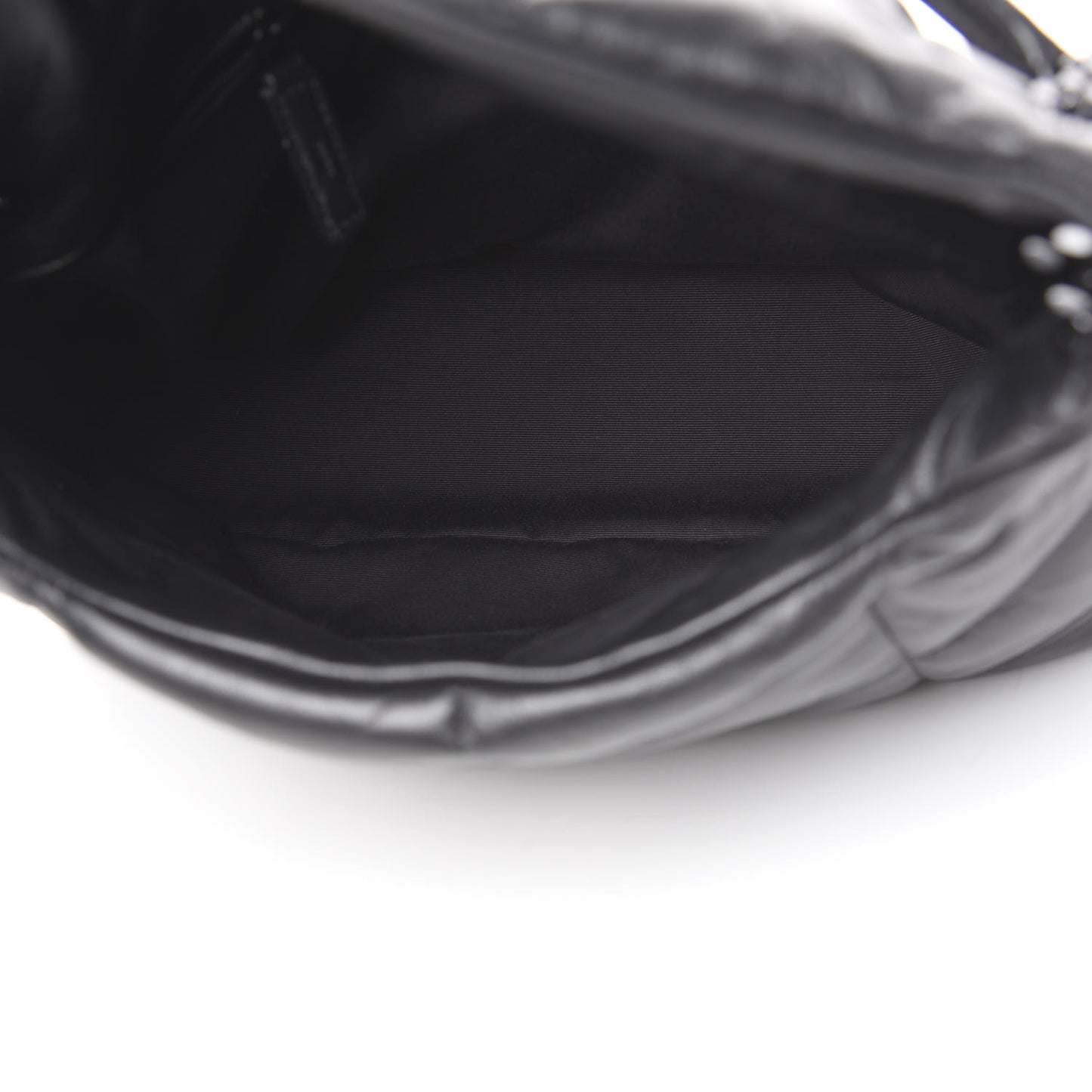 Lambskin Quilted Medium Loulou Puffer Monogram Chain Satchel Black