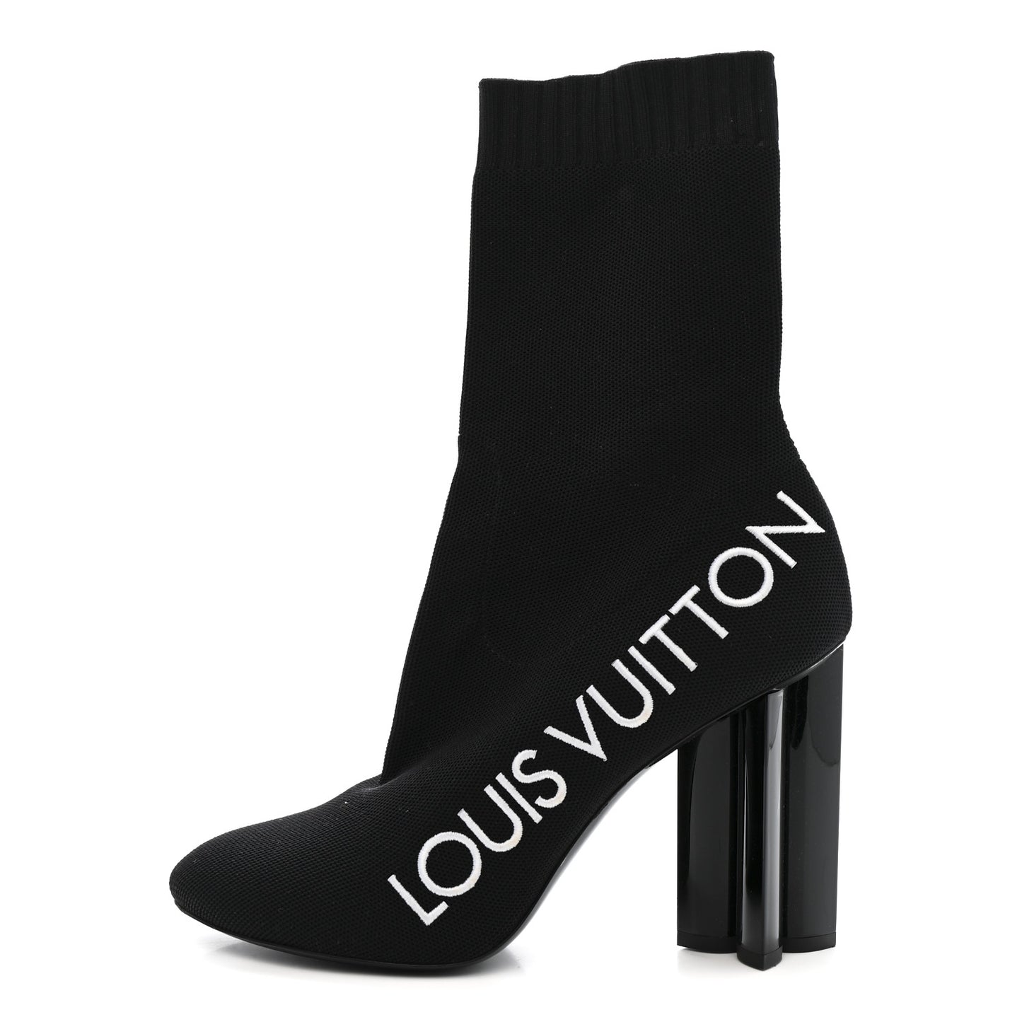 Stretch Fabric Silhouette Ankle Boots 40 Black