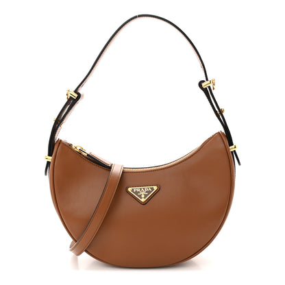 Prada Soft Calfskin Arque Shoulder Bag Cognac 1 of 11