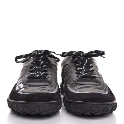 Chanel Nylon Calfskin CC Sneakers 38 Black Grey White 2 of 9