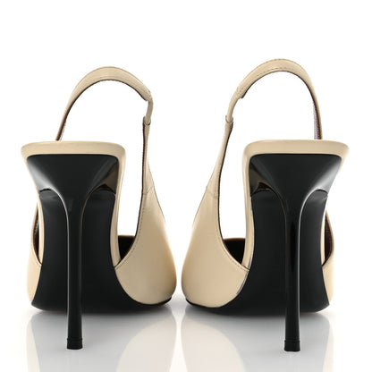 Saint Laurent Calfskin Kiss 105 Slingback Pumps 37 Egg Shell 6 of 14