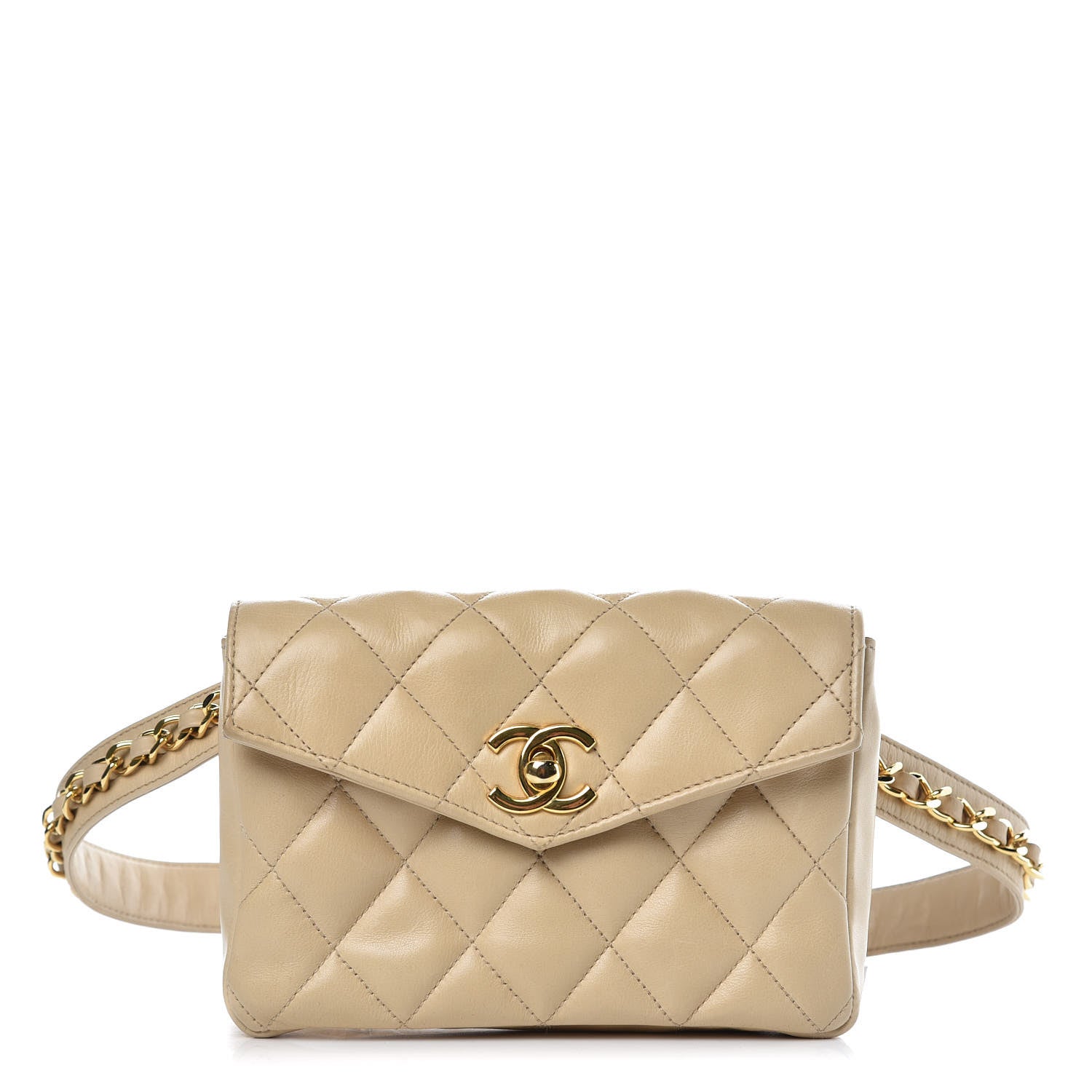 Chanel Lambskin Quilted Flap Waist Belt Bag Beige 1 of 15