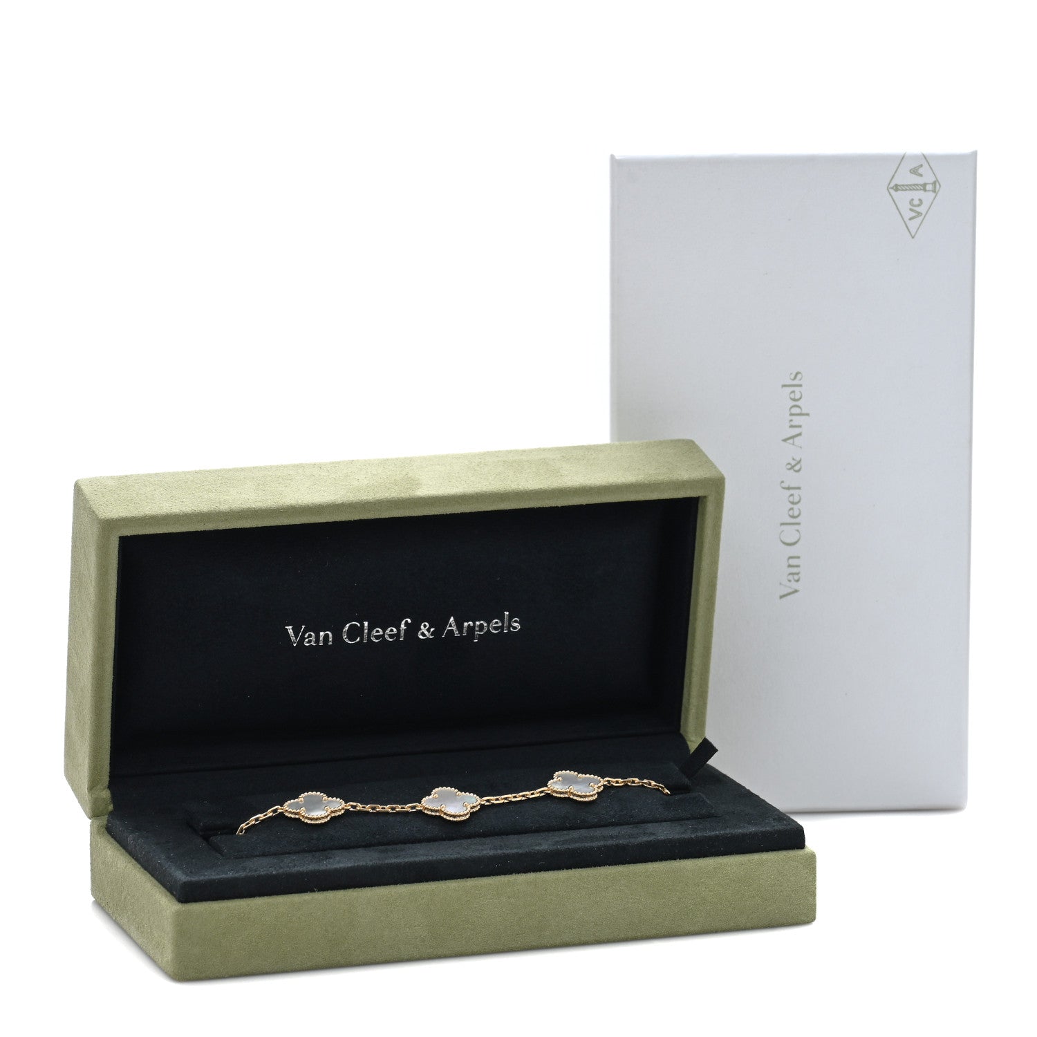 Van Cleef & Arpels 18K Yellow Gold Mother of Pearl 5 Motifs Vintage Alhambra Bracelet 4 of 4