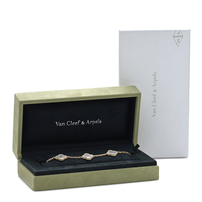 Van Cleef & Arpels 18K Yellow Gold Mother of Pearl 5 Motifs Vintage Alhambra Bracelet 4 of 4