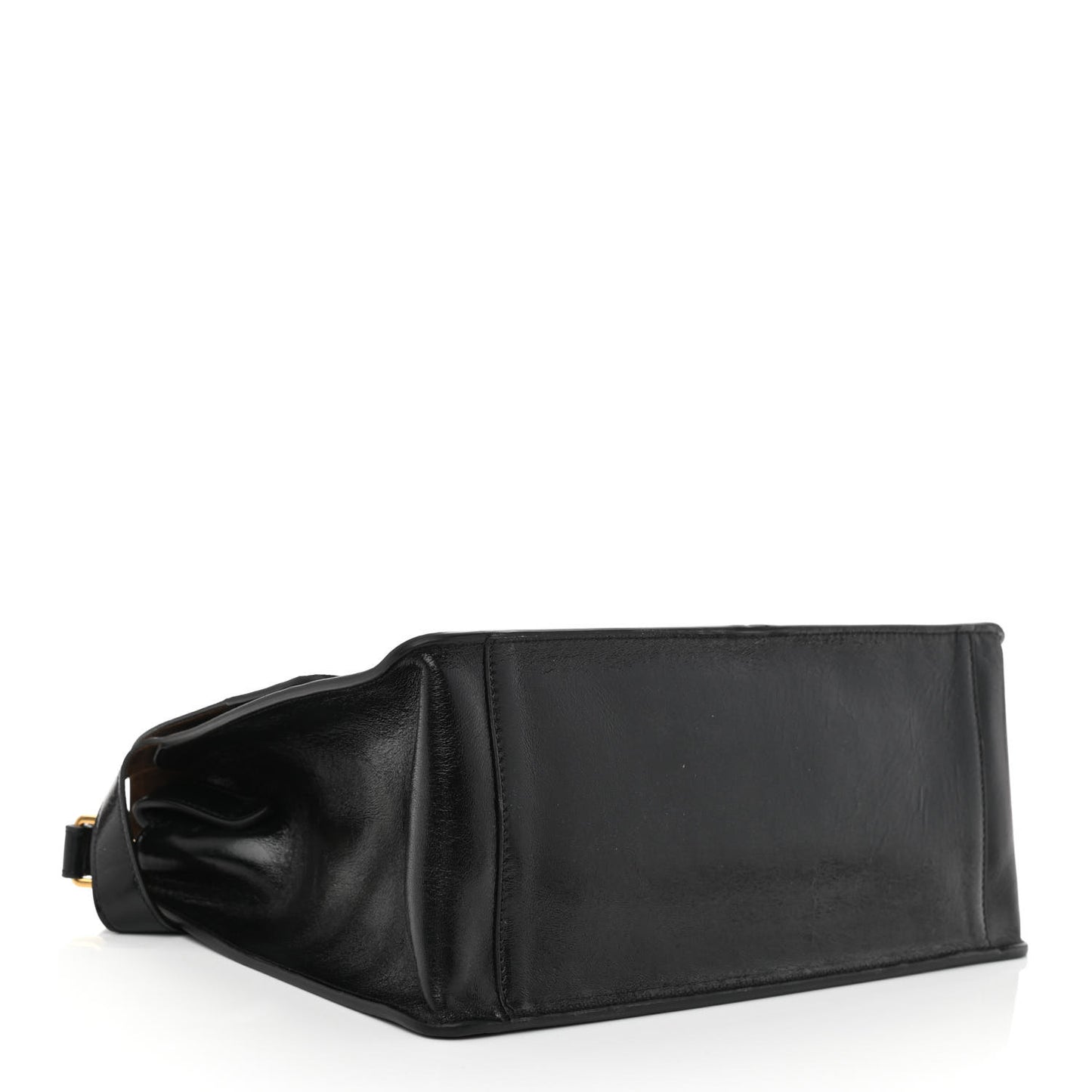 Agnello Old Shine Large Kan U Shoulder Bag Black