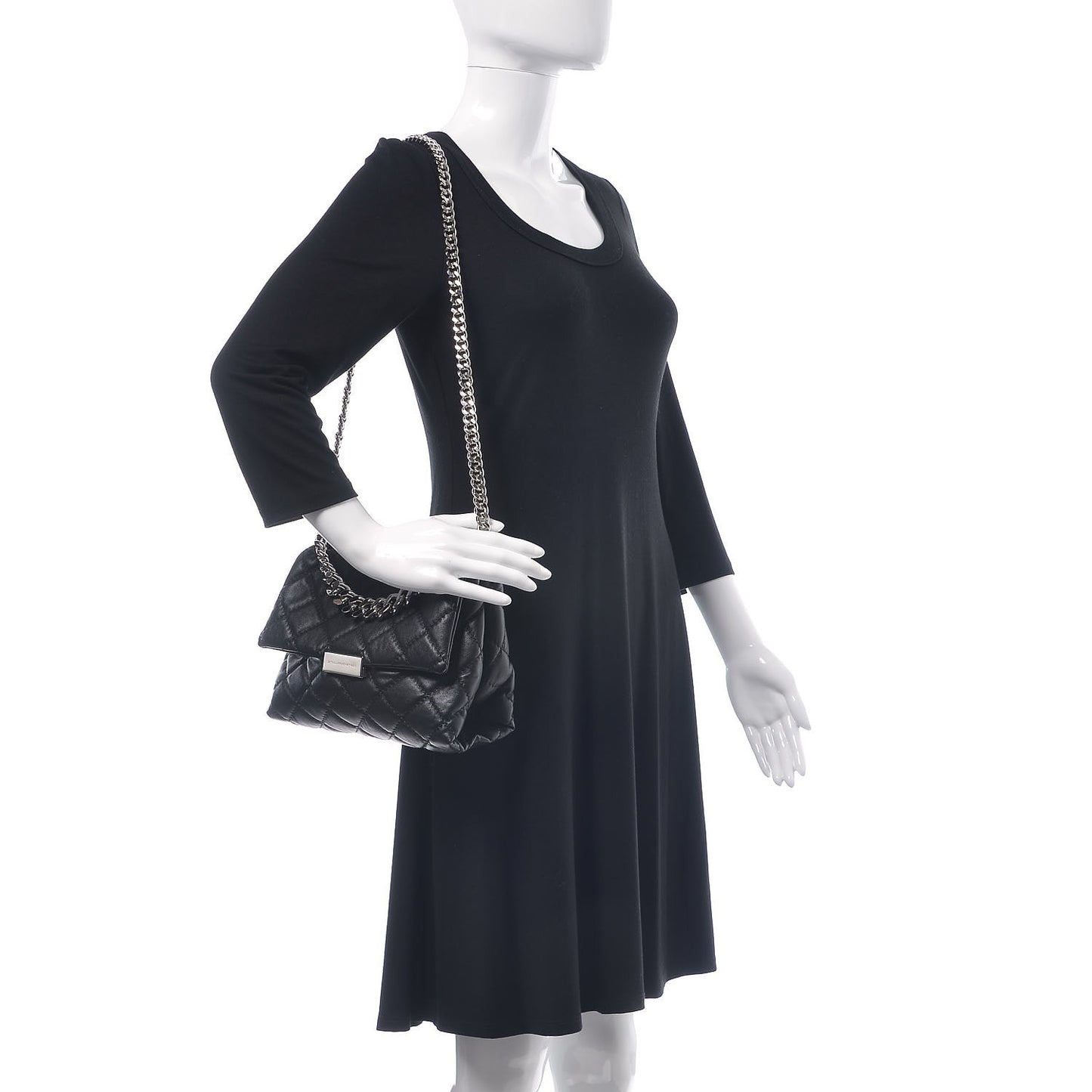 Faux Leather Quilted Small Bex Flap Shoulder Bag Black